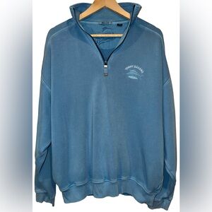Tommy Bahama Relax Collection 100% Cotton 1/4 Zip Sweatshirt Size L Light Blue
